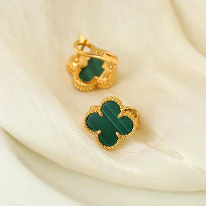 [Clover-Jewelry]CLOVER MEDIUM 1 MOTIFS MALACHITE  EARRINGS