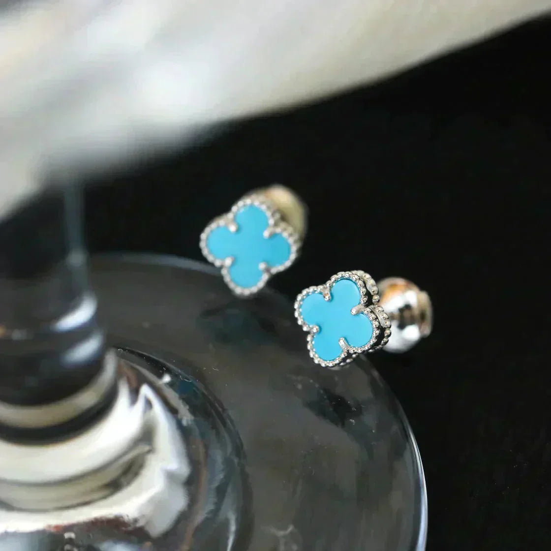 [Clover-Jewelry]CLOVER MINI 9.5MM ONYX STUD EARRINGS SILVER