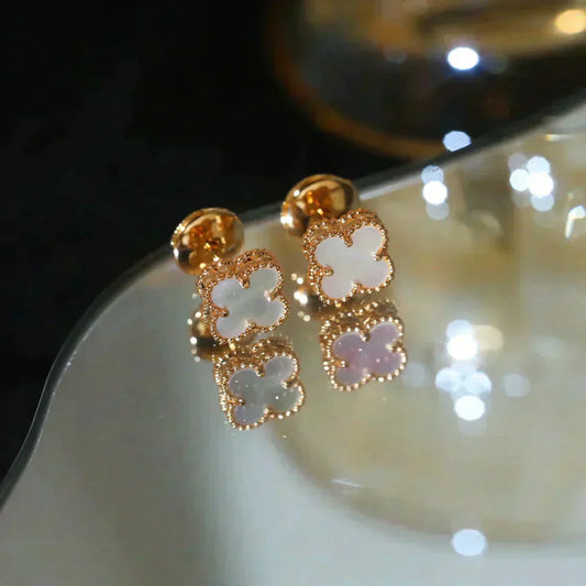 [Clover-Jewelry]CLOVER MINI 9.5MM WHITE MOP EARRINGS