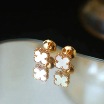 [Clover-Jewelry]CLOVER MINI 9.5MM WHITE MOP EARRINGS