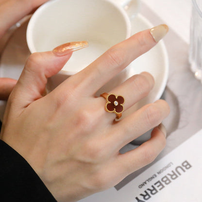 [Clover-Jewelry]CLOVER CARNELIAN RING ROSE GOLD DIAMOND