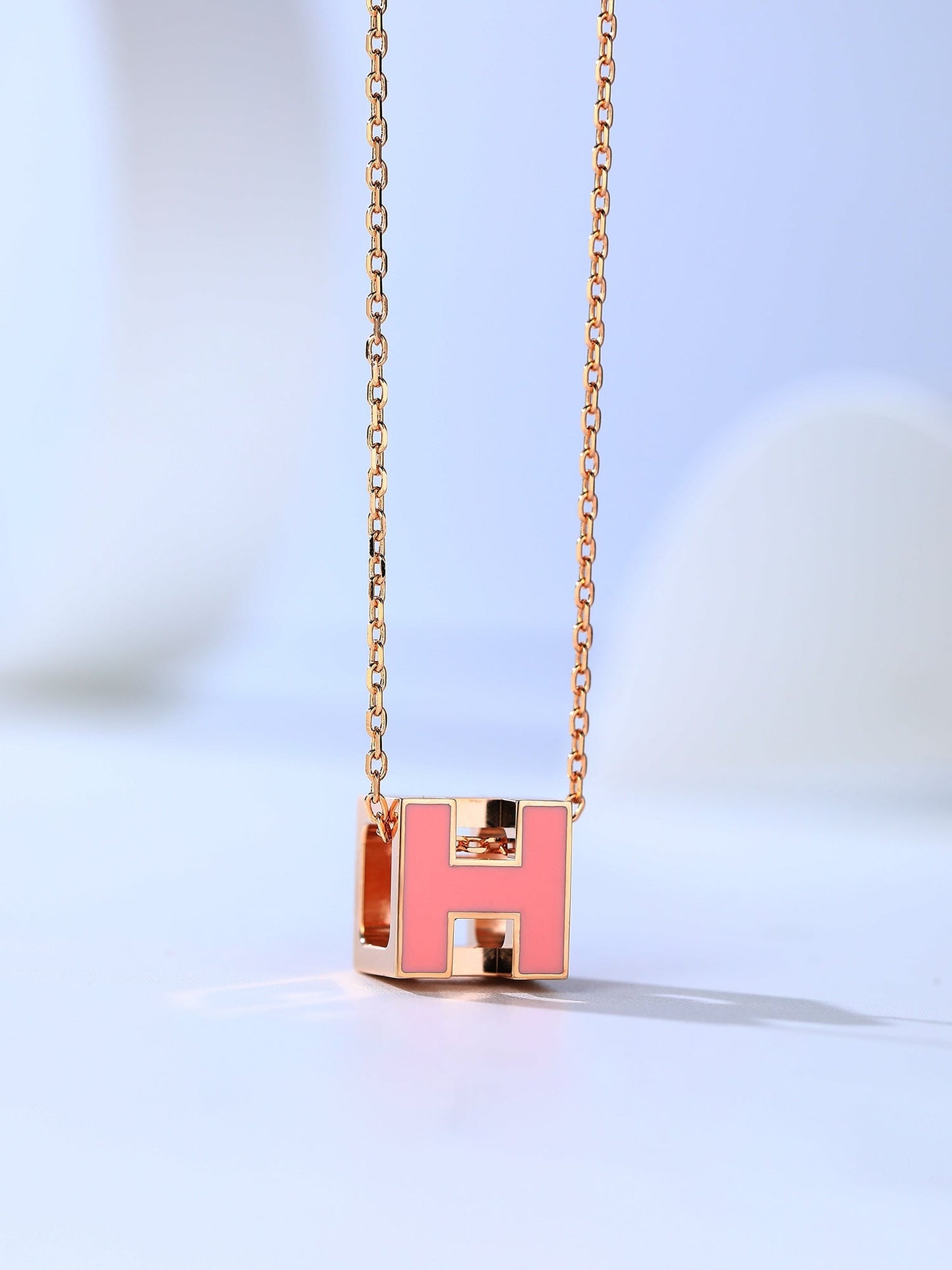 [Clover-Jewelry]H CAGE PINK GOLD NECKLACE