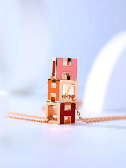 [Clover-Jewelry]H CAGE PINK GOLD NECKLACE