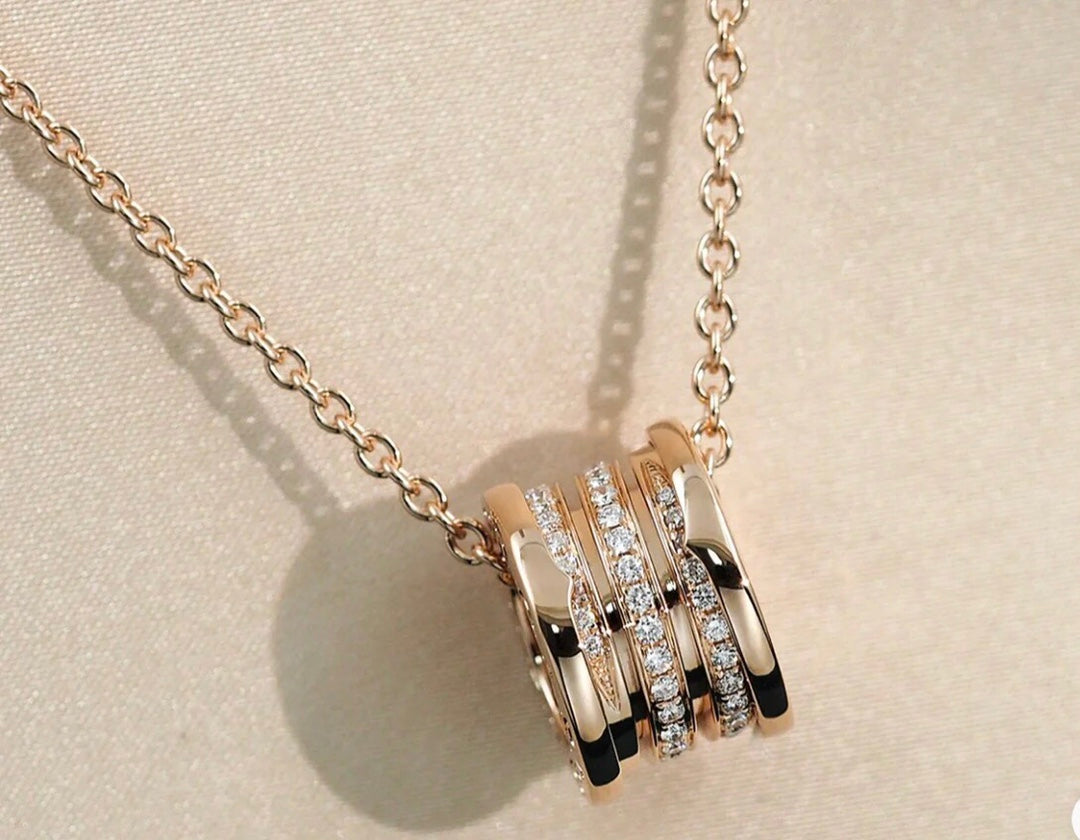 [Clover-Jewelry]ZERO 1 PINK GOLD DIAMOND NECKLACE