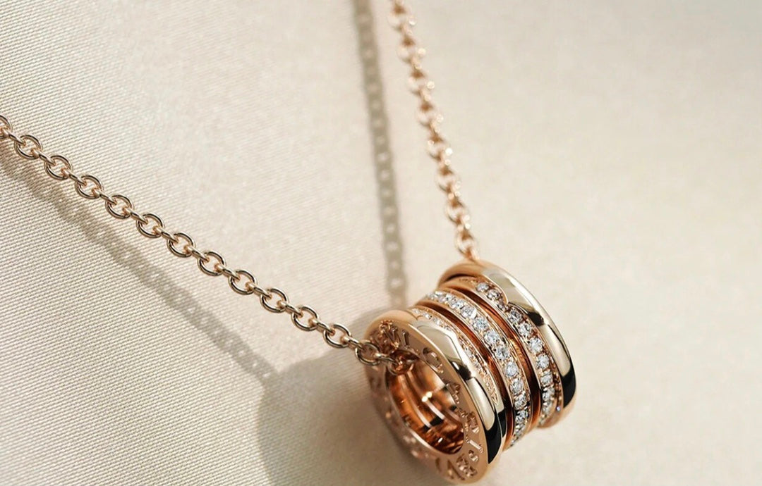 [Clover-Jewelry]ZERO 1 PINK GOLD DIAMOND NECKLACE