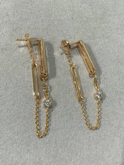 [Clover-Jewelry]CHAINE CHAOS DIAMOND DROP EARRINGS