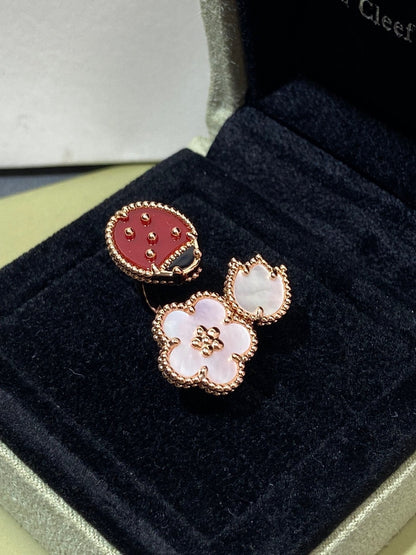 [Clover-Jewelry]LUCKY 3 MOTIF ROSE GOLD RING