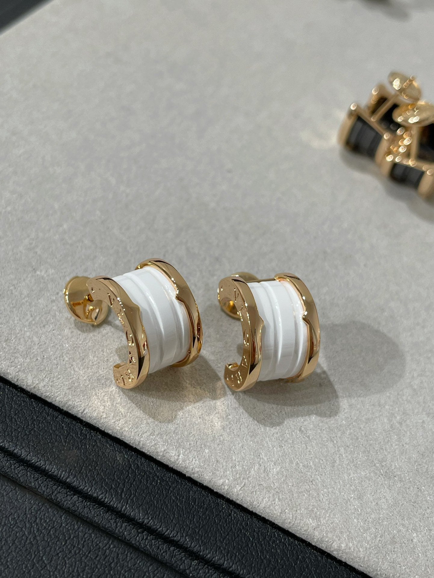 [Clover-Jewelry]ZERO 1 PINK GOLD CERAMIC EARRINGS