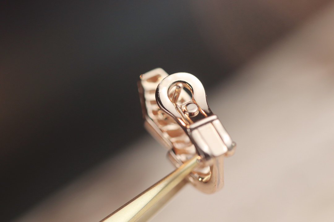 [Clover-Jewelry]SERPENT PINK GOLD DIAMOND EARRINGS