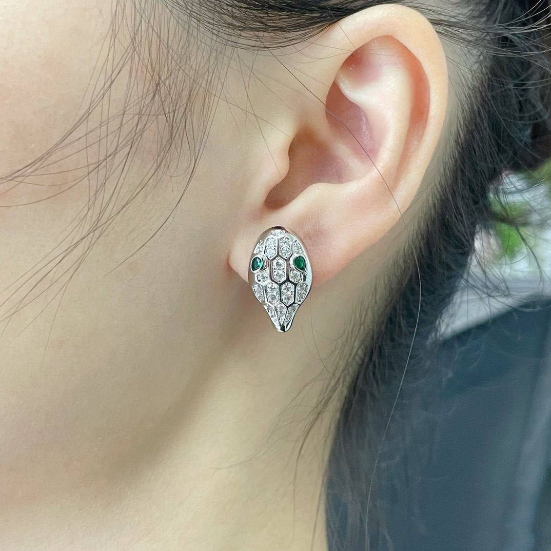 [Clover-Jewelry]SERPENT DIAMOND STUD EARRINGS