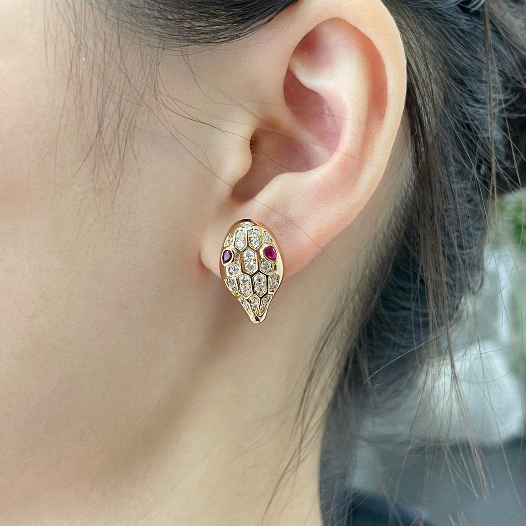 [Clover-Jewelry]SERPENT DIAMOND STUD EARRINGS