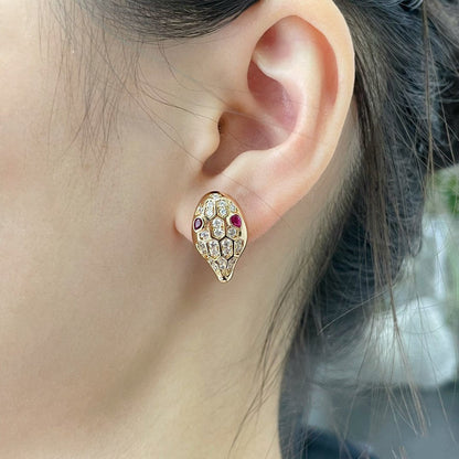 [Clover-Jewelry]SERPENT DIAMOND STUD EARRINGS