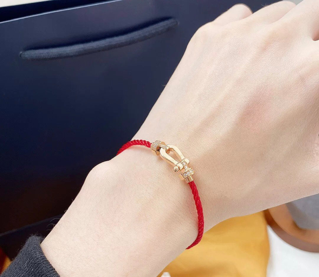 [Clover-Jewelry]FORCE 10 HALF DIAMOND PINK GOLD RED CORDERI LARGE AND MEDIUM MODEL