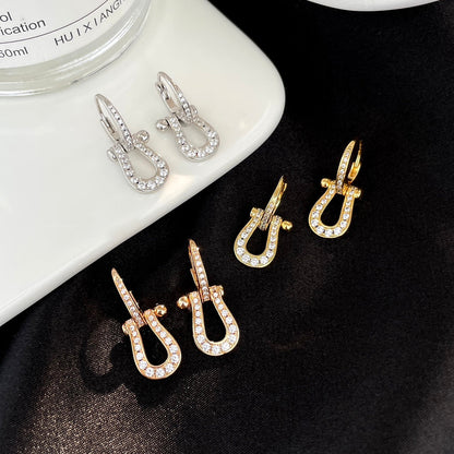 [Clover-Jewelry]FORCE 10 FULL DIAMOND DROP EARRINGS MEDIUM MODEL