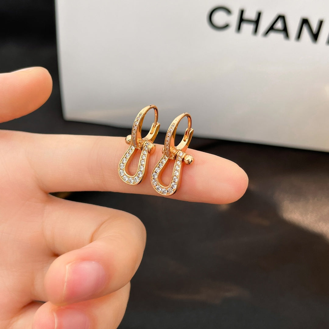 [Clover-Jewelry]FORCE 10 FULL DIAMOND DROP EARRINGS MEDIUM MODEL