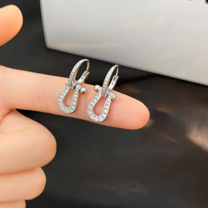 [Clover-Jewelry]FORCE 10 FULL DIAMOND DROP EARRINGS MEDIUM MODEL