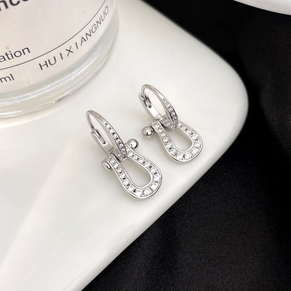 [Clover-Jewelry]FORCE 10 FULL DIAMOND DROP EARRINGS MEDIUM MODEL