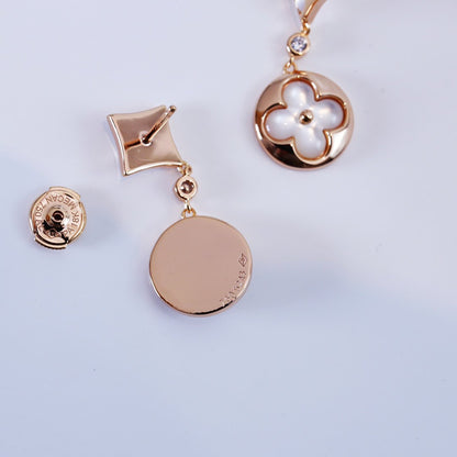 [Clover-Jewelry]STAR AND SUN PINK GOLD MOP DROP EARRINGS