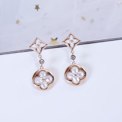 [Clover-Jewelry]STAR AND SUN PINK GOLD MOP DROP EARRINGS