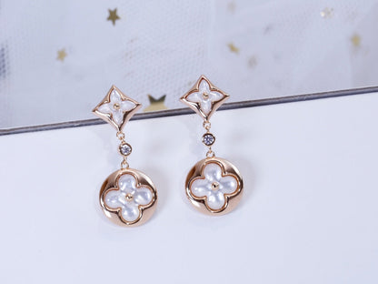 [Clover-Jewelry]STAR AND SUN PINK GOLD MOP DROP EARRINGS