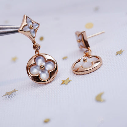 [Clover-Jewelry]STAR AND SUN PINK GOLD MOP DROP EARRINGS