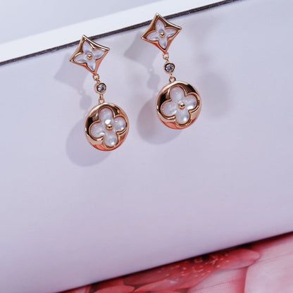 [Clover-Jewelry]STAR AND SUN PINK GOLD MOP DROP EARRINGS