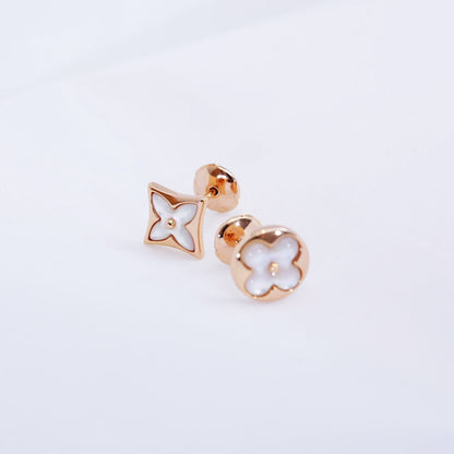 [Clover-Jewelry]STAR AND SUN PINK GOLD MOP STUD EARRINGS