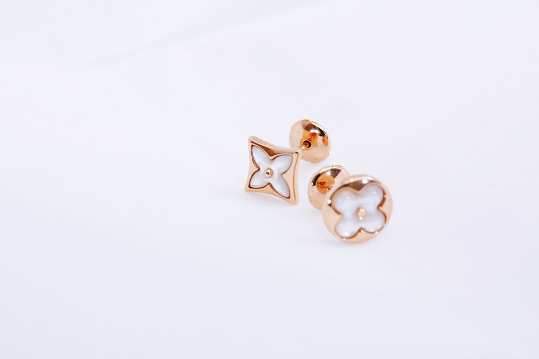 [Clover-Jewelry]STAR AND SUN PINK GOLD MOP STUD EARRINGS