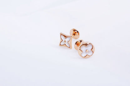 [Clover-Jewelry]STAR AND SUN PINK GOLD MOP STUD EARRINGS