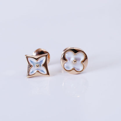 [Clover-Jewelry]STAR AND SUN PINK GOLD MOP STUD EARRINGS