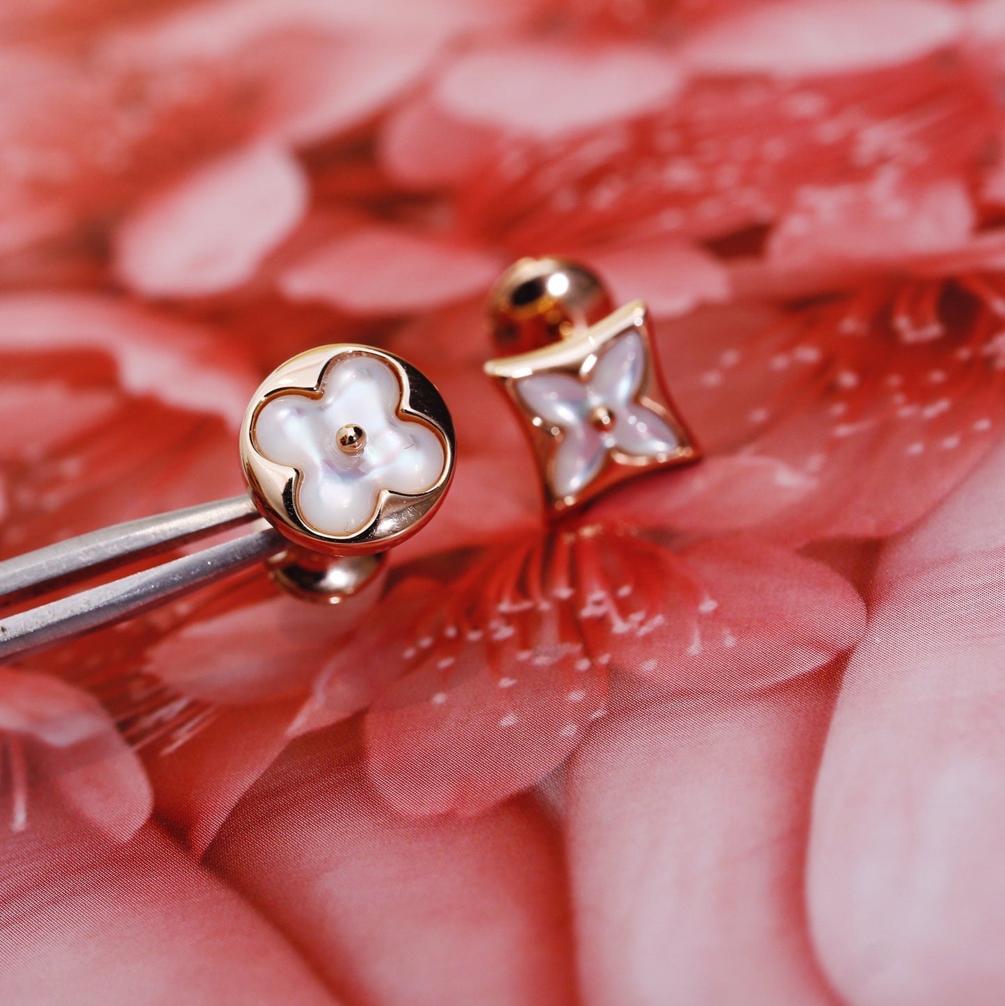 [Clover-Jewelry]STAR AND SUN PINK GOLD MOP STUD EARRINGS