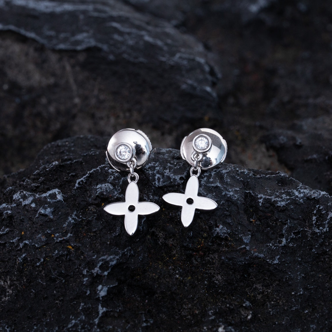 [Clover-Jewelry]VIDYLLE SILVER DIAMOND MINI DROP EARRINGS