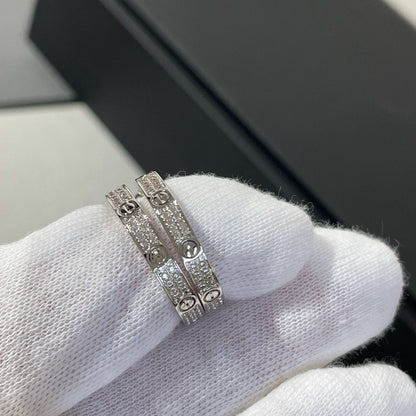 [Clover-Jewelry]LOVE DIAMOND SILVER HOOP EARRINGS