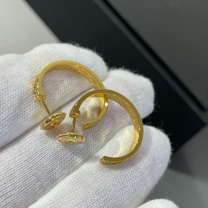 [Clover-Jewelry]LOVE DIAMOND GOLD HOOP EARRINGS