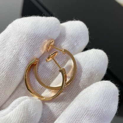 [Clover-Jewelry]LOVE DIAMOND PINK GOLD HOOP EARRINGS