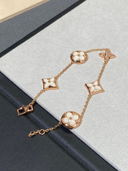 [Clover-Jewelry]STAR AND SUN 5 MOTIF MOP PINK GOLD BRACELET