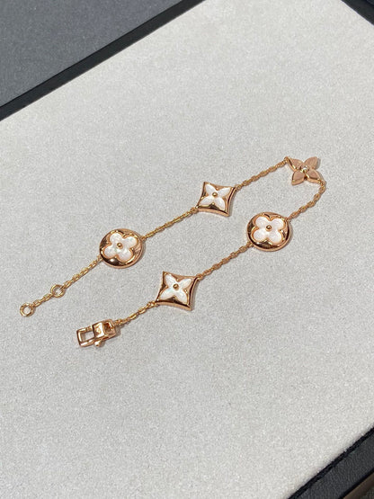 [Clover-Jewelry]STAR AND SUN 5 MOTIF MOP PINK GOLD BRACELET