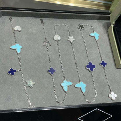 [Clover-Jewelry]LUCKY CLOVER SILVER 11 MOTIF NECKLACE