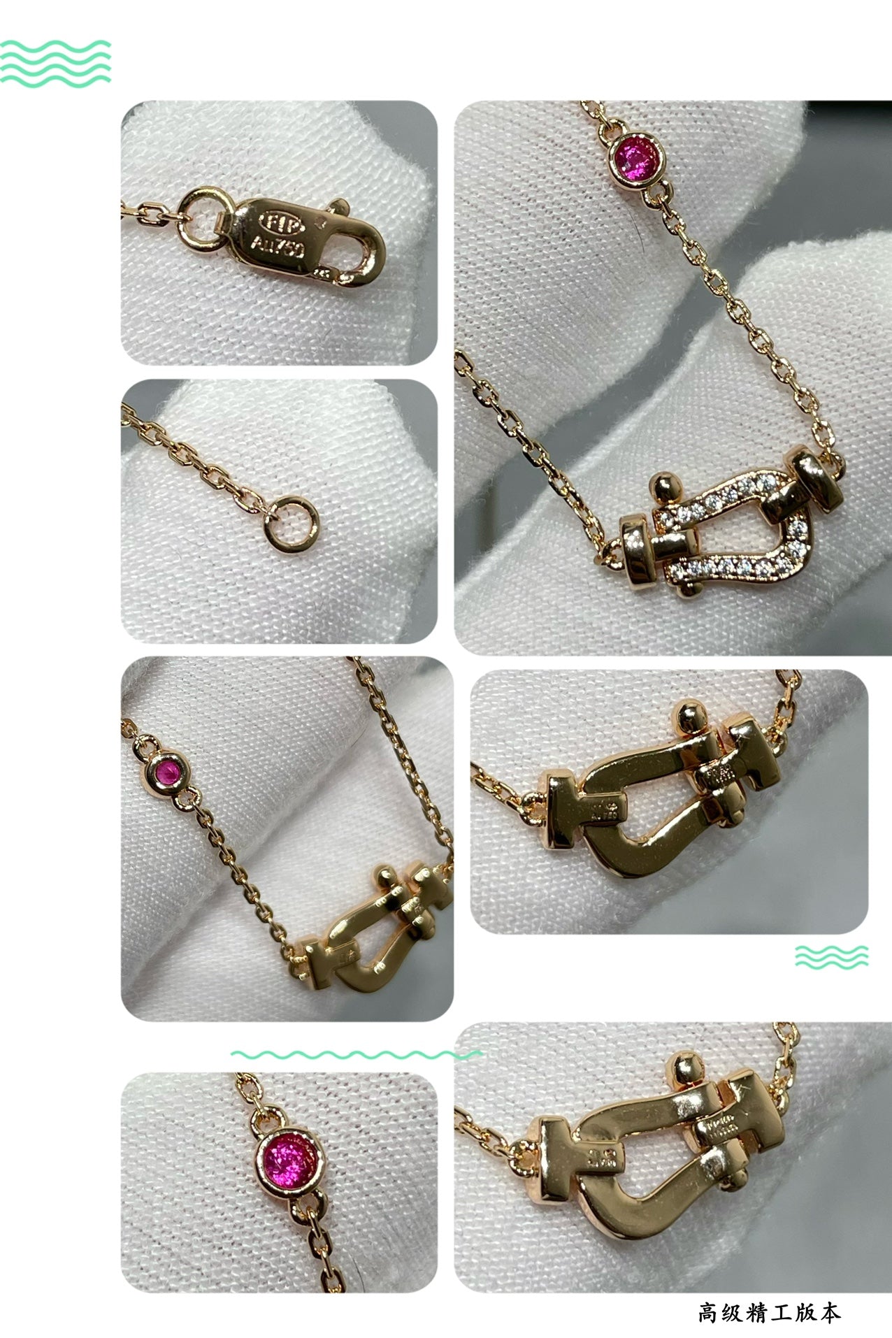 [Clover-Jewelry]FORCE 10 DIAMOND PINK GOLD NECKLACE