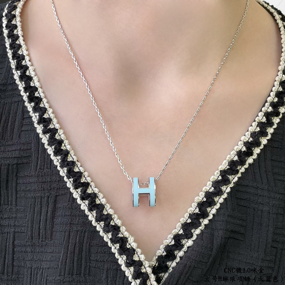 [Clover-Jewelry]POP H SKY BLUE NECKLACE