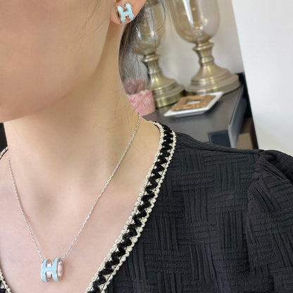 [Clover-Jewelry]POP H SKY BLUE NECKLACE