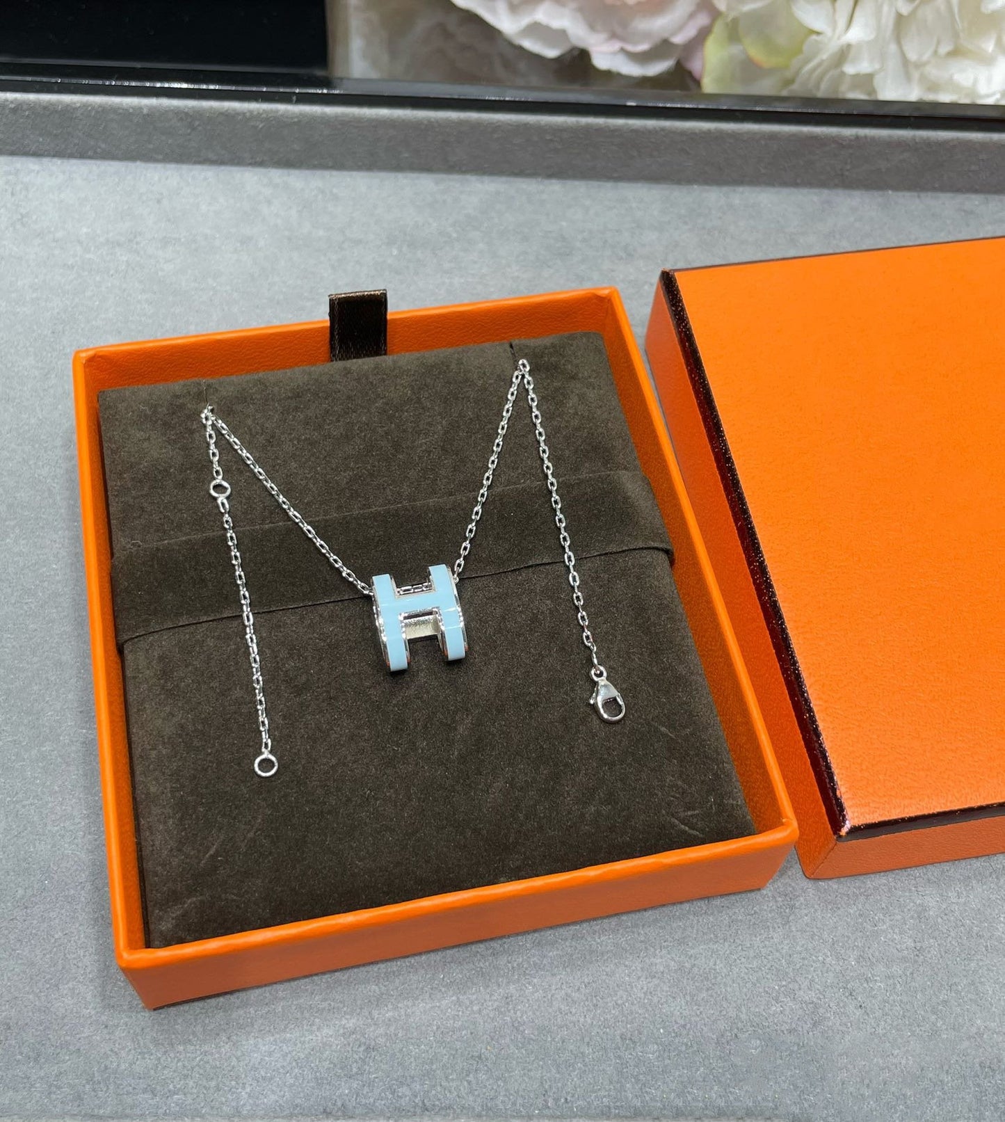 [Clover-Jewelry]POP H SKY BLUE NECKLACE