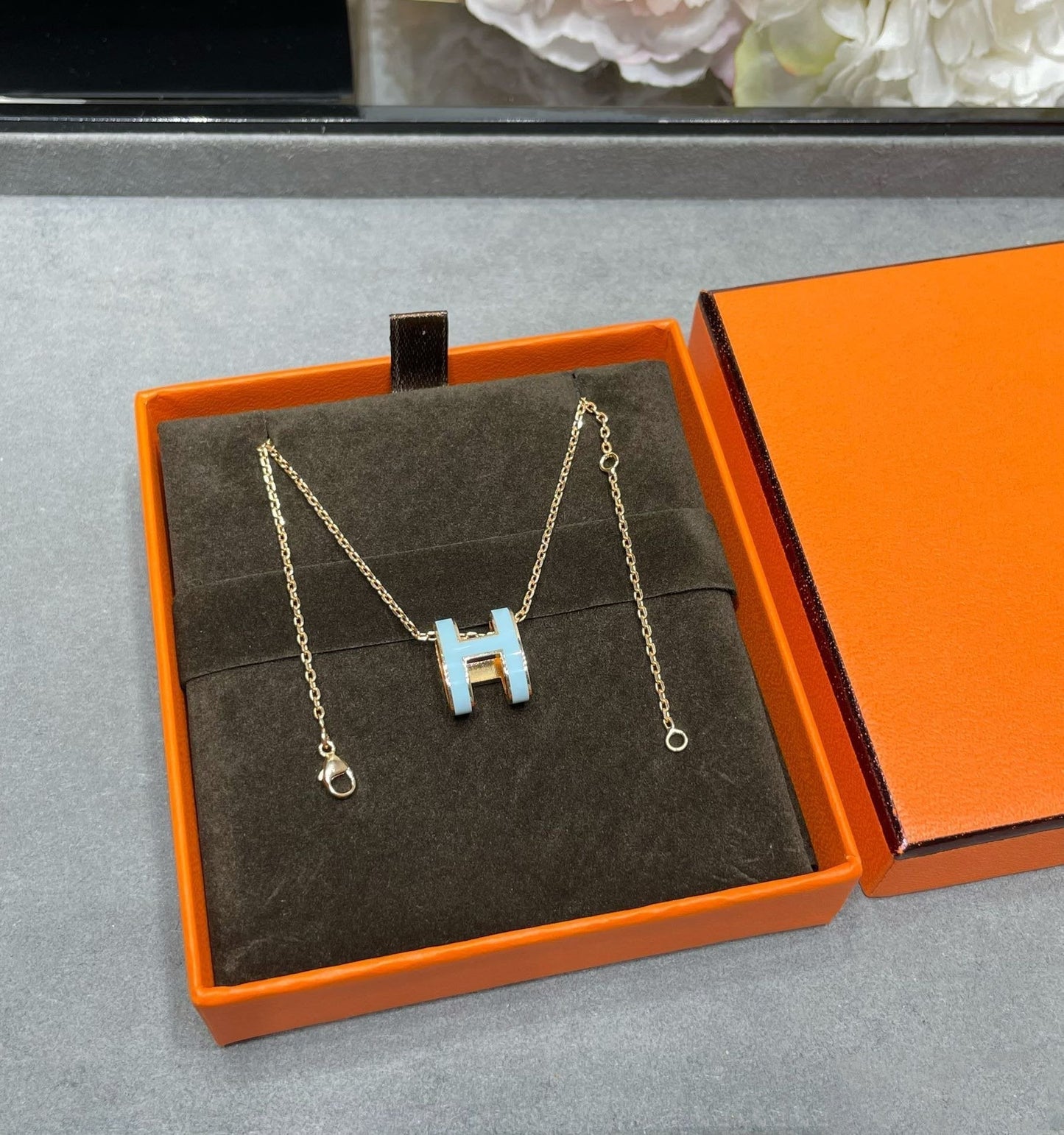 [Clover-Jewelry]POP H SKY BLUE NECKLACE