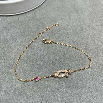 [Clover-Jewelry]FORCE 10 DIAMOND CHAIN LINK PINK GOLD BRACELET