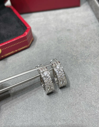 [Clover-Jewelry]LOVE 5.5MM DIAMOND PAVED EARRINGS