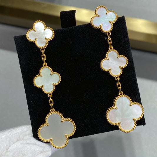 [Clover-Jewelry]CLOVER MOP 3 MOTIFS GOLD EARRINGS