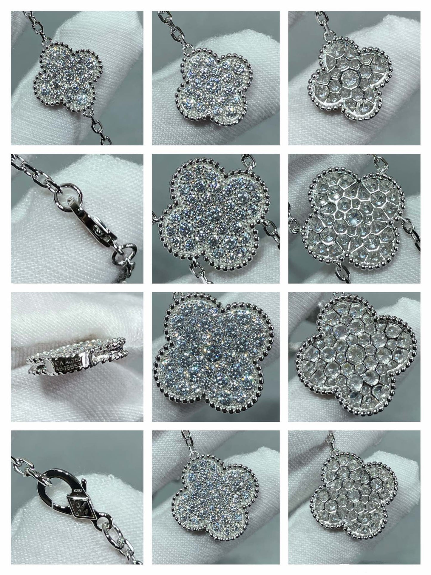 [Clover-Jewelry]CLOVER 6 MOTIF DIAMOND PAVED NECKLACE