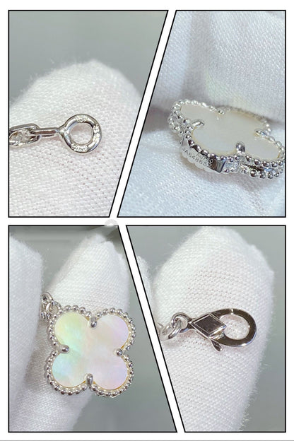 [Clover-Jewelry]CLOVER 5 MOTIF WHITE MOP SILVER BRACELET