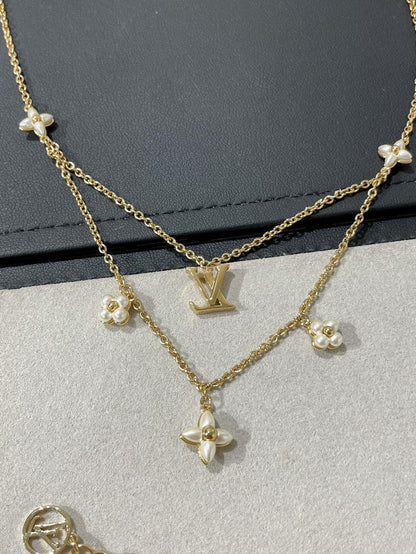 [Clover-Jewelry]FLOWERGRAM GOLD MOP DOUBLE ROW NECKLACE