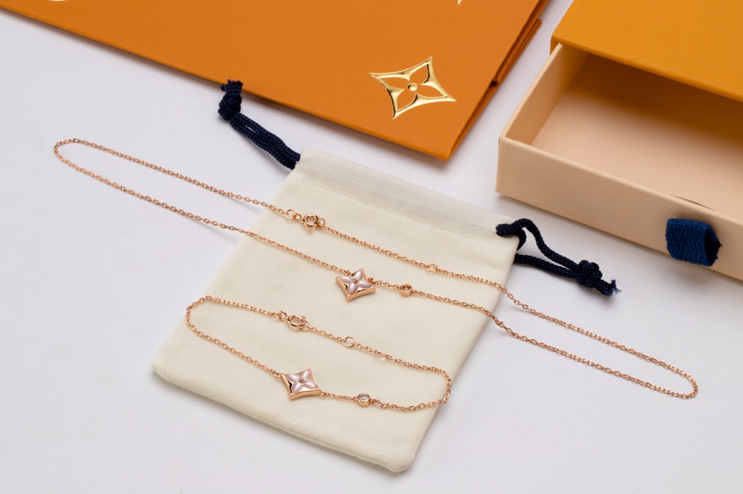 [Clover-Jewelry]STAR PINK MOP 1 DIAMOND PINK GOLD NECKLACE